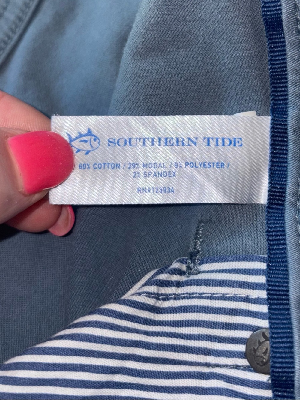 Southern Tide Sullivan Pants Blue Stretch Chino Straight Leg 38x30 - Picture 5 of 6